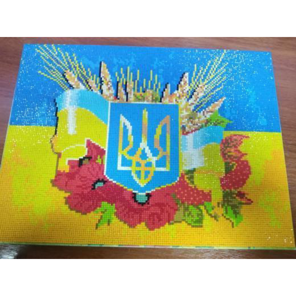 Тризуб Українська символіка 30/40 Алмазова вишивка на підрамнику квадратні діаманти 30/40