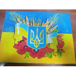 Тризуб Українська символіка 30/40 Алмазова вишивка на підрамнику квадратні діаманти 30/40