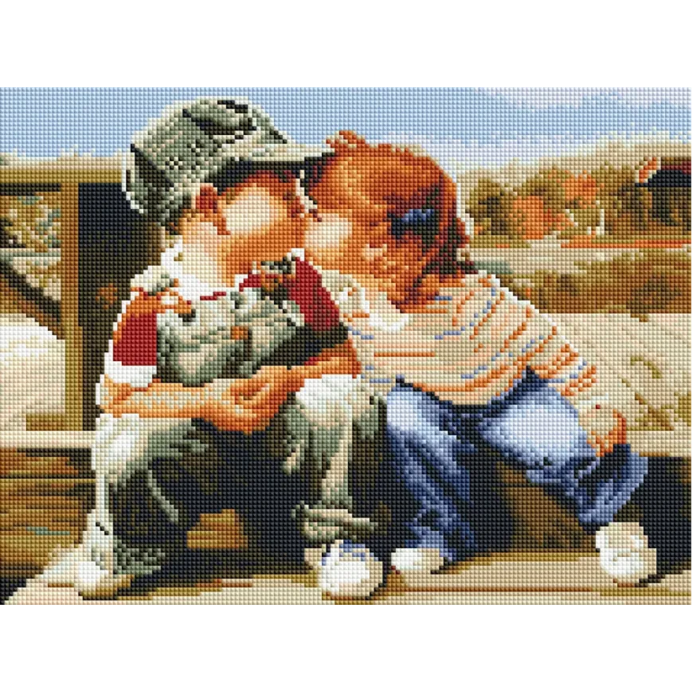 Алмазная мозаика ColorArt 30х40см Первый поцелуй (квадратные алмазы)
