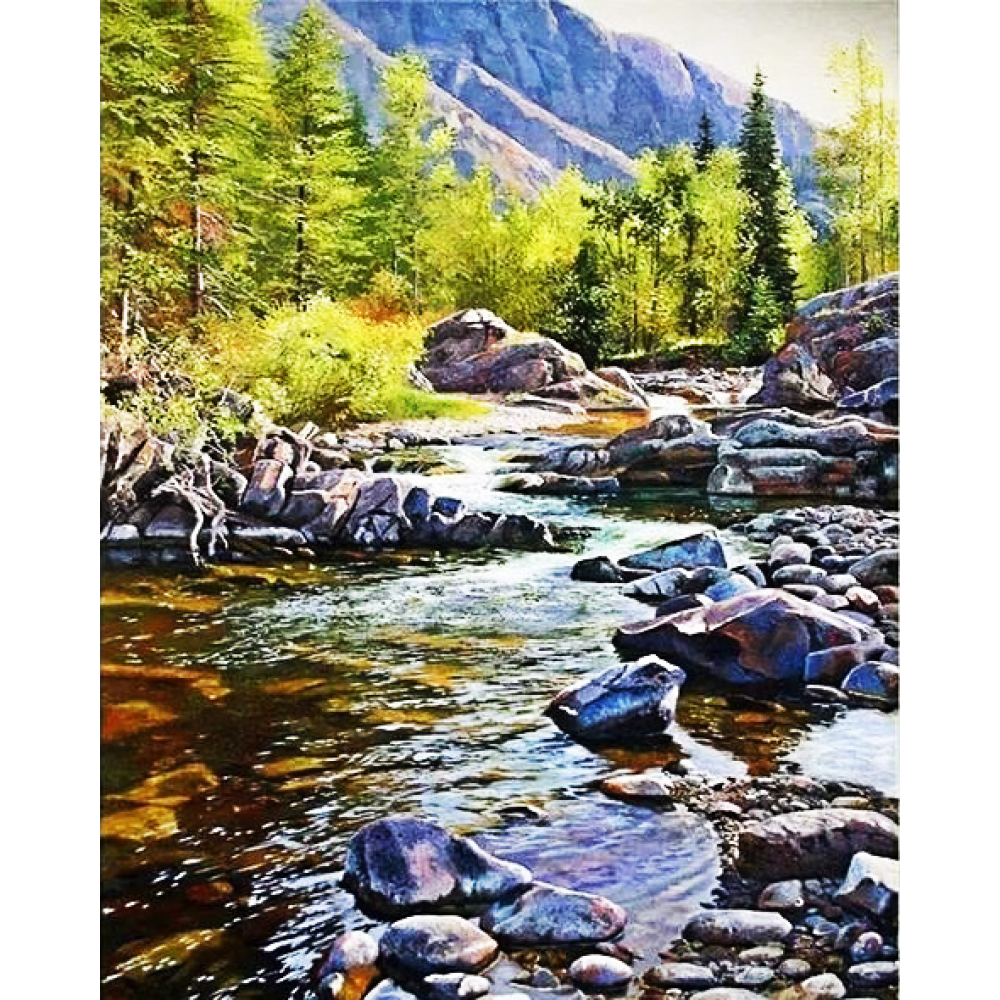 Алмазна мозаїка “Гірський пейзаж“ 40*50см квадратні алмази