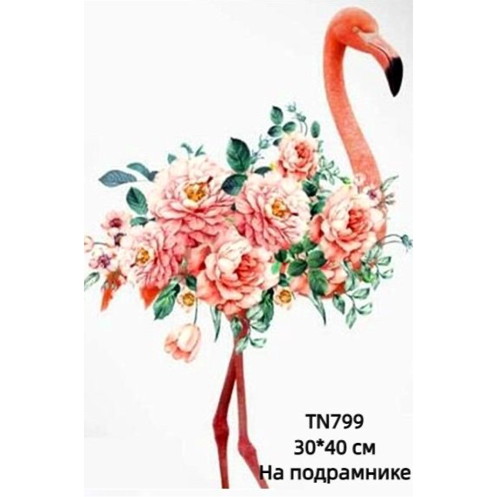 Фламінго і квіти 30/40 Алмазна мозаїка на підрамнику квадратні алмази