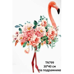 Фламінго і квіти 30/40 Алмазна мозаїка на підрамнику квадратні алмази