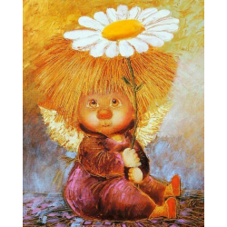 Алмазная мозаика “Ангел с корзиной цветов“ 40*50 см