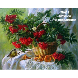 Калина красная 40/50 Алмазная мозаика на подрамнике квадратные алмазы