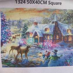 Алмазная мозаика “пейзаж“ 40*50 см с голограммными квадратными алмазами