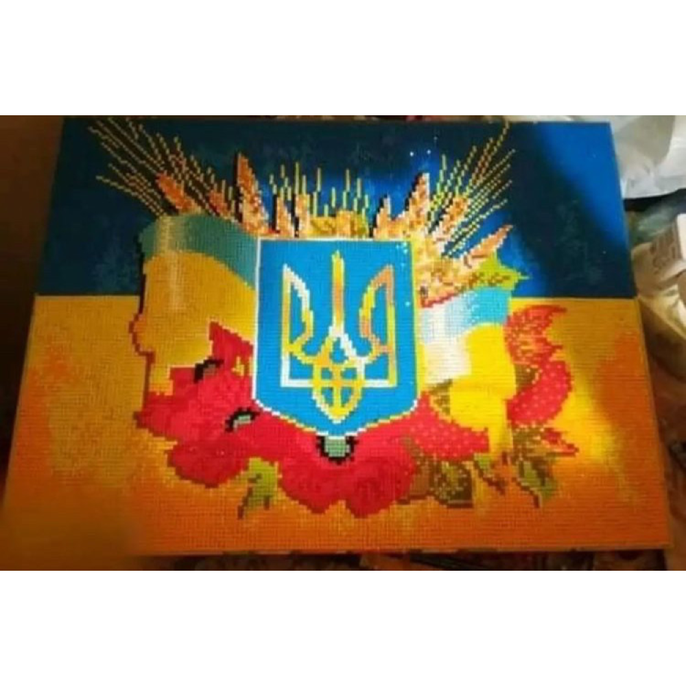 Тризуб Українська символіка 30/40 Алмазова вишивка на підрамнику квадратні діаманти 30/40